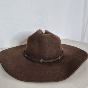 MHT Westerns Vintage Brown 3X Beaver Blend Pinched Crown Texas Ranger Hat  7 1/8